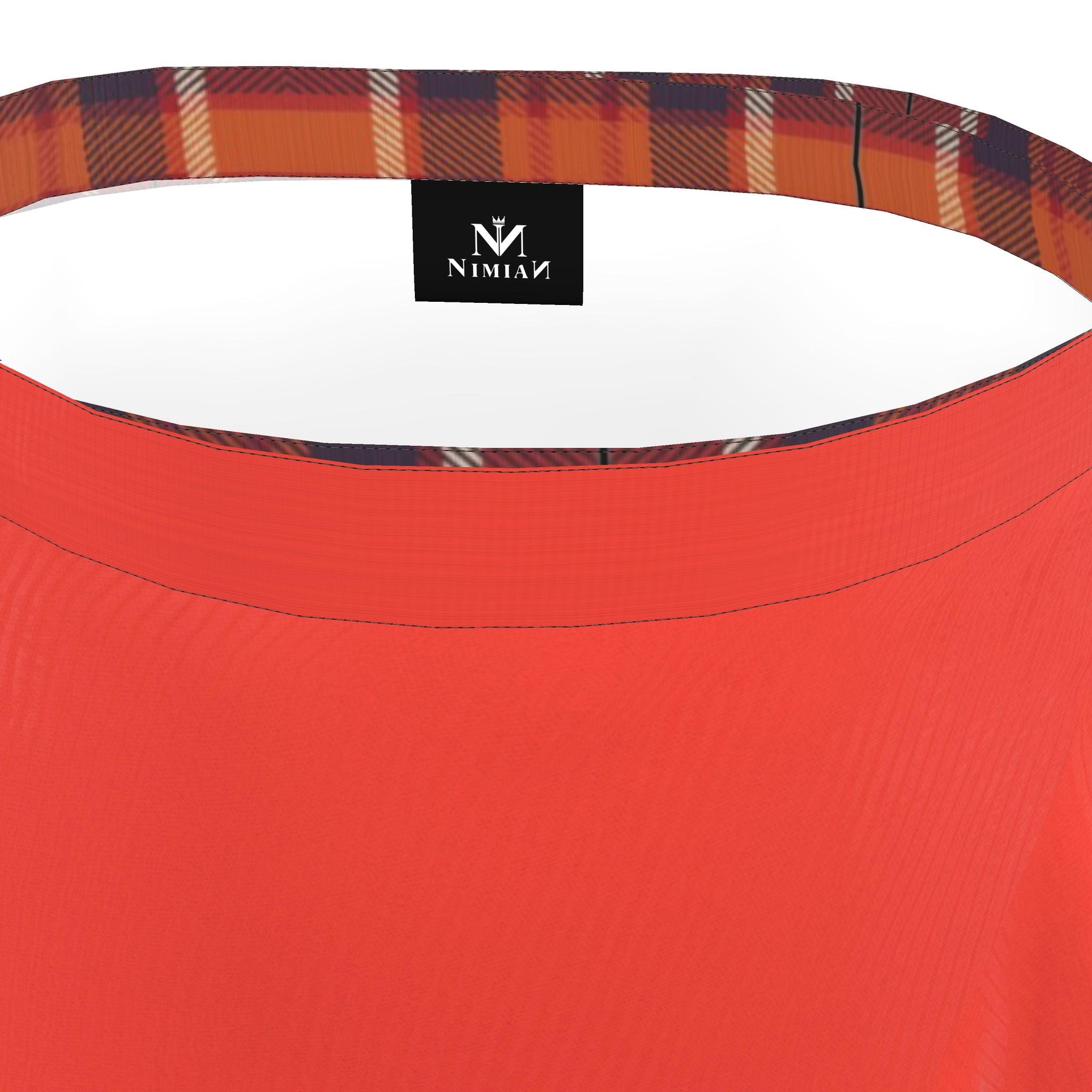 Flounce Skirt Blood Orange Tartan Pattern
