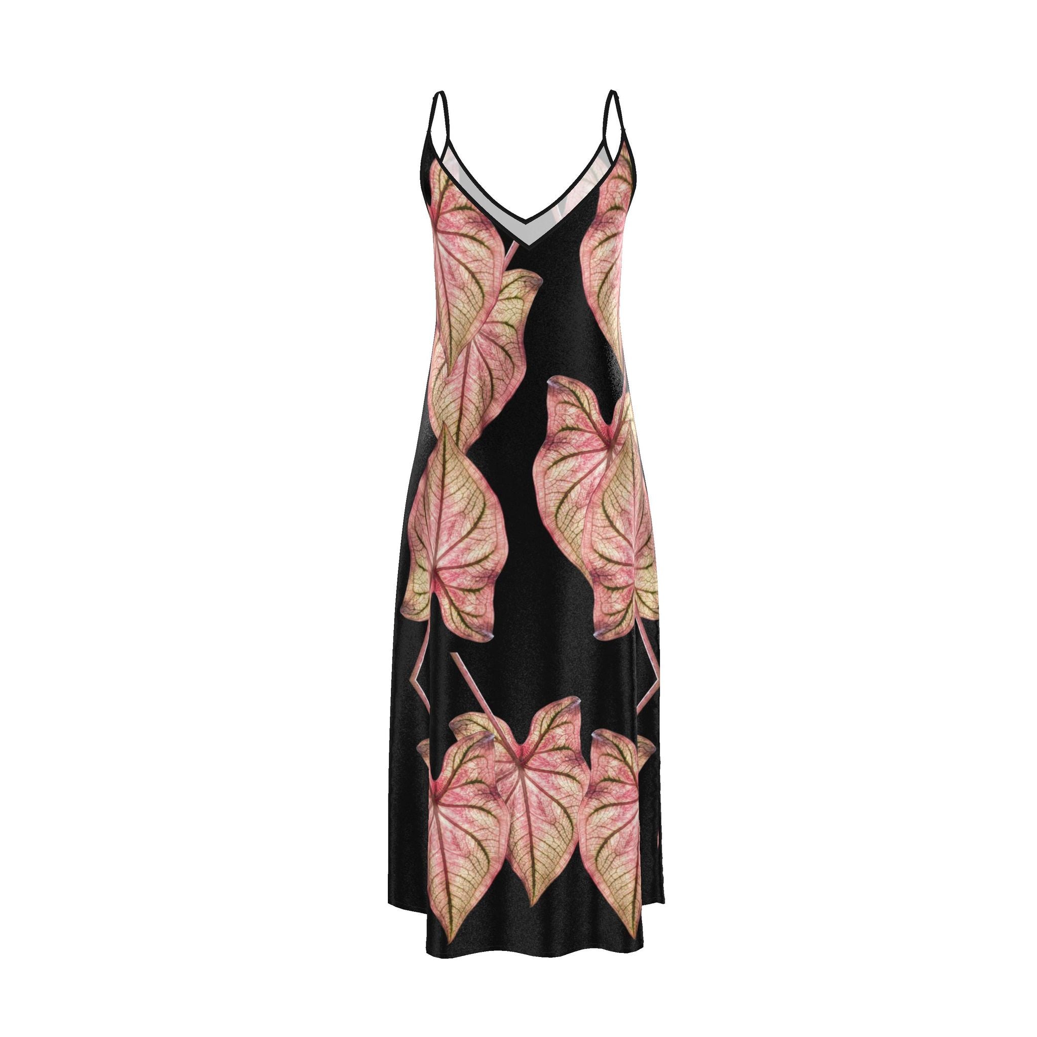 Slip Dress Maxi Caladium Thai Beauty Pattern