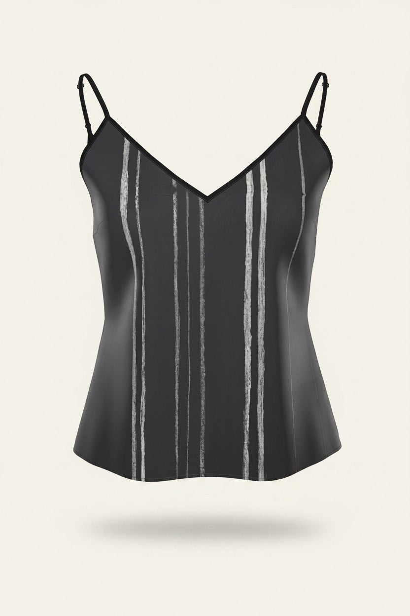 NimiaN White Stripes Pure Silk Strappy Camisole
