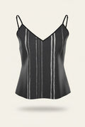 NimiaN White Stripes Pure Silk Strappy Camisole