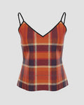 Strappy Camisole Blood Orange Tartan Pattern