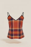 NimiaN Blood Orange Tartan Pure Silk Strappy Camisole