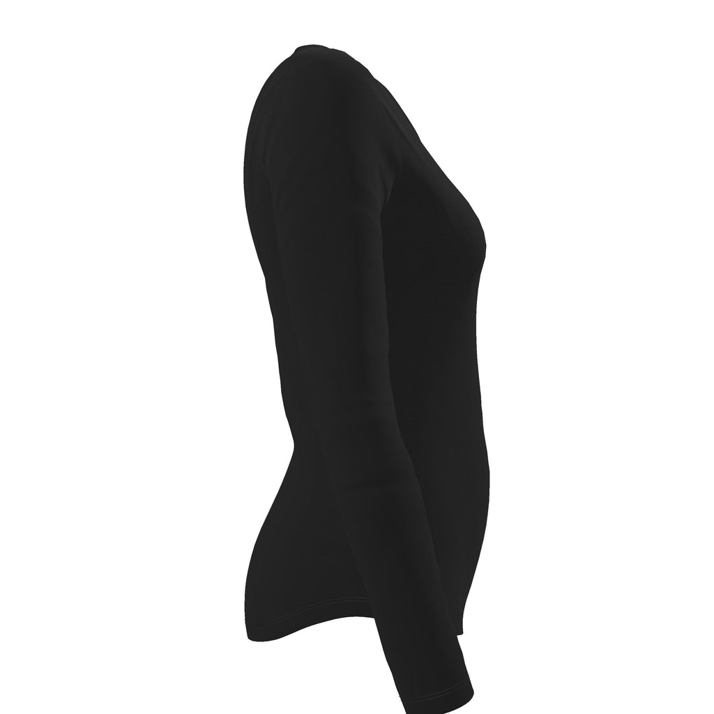 Women's Essential Long Sleeve Black T-Shirt | Classic Crew Neck