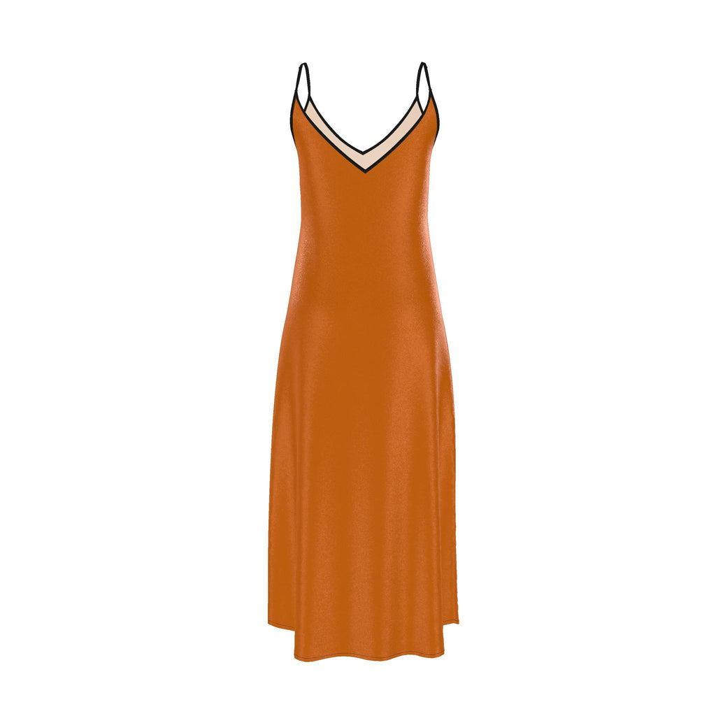 NimiaN Ember Veil Pure Silk Maxi Slip Dress