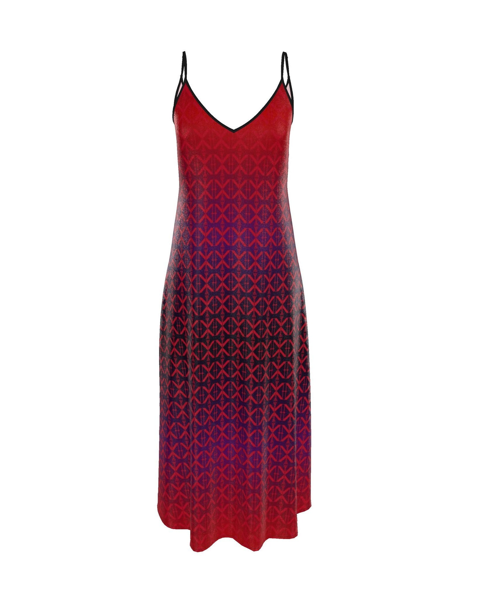 NimiaN Crimson Eclipse Pure Silk Maxi Slip Dress