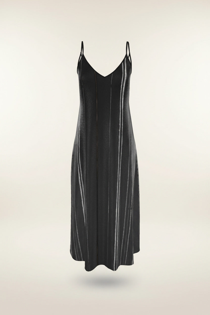 NimiaN White Stripes Pure Silk Maxi Slip Dress
