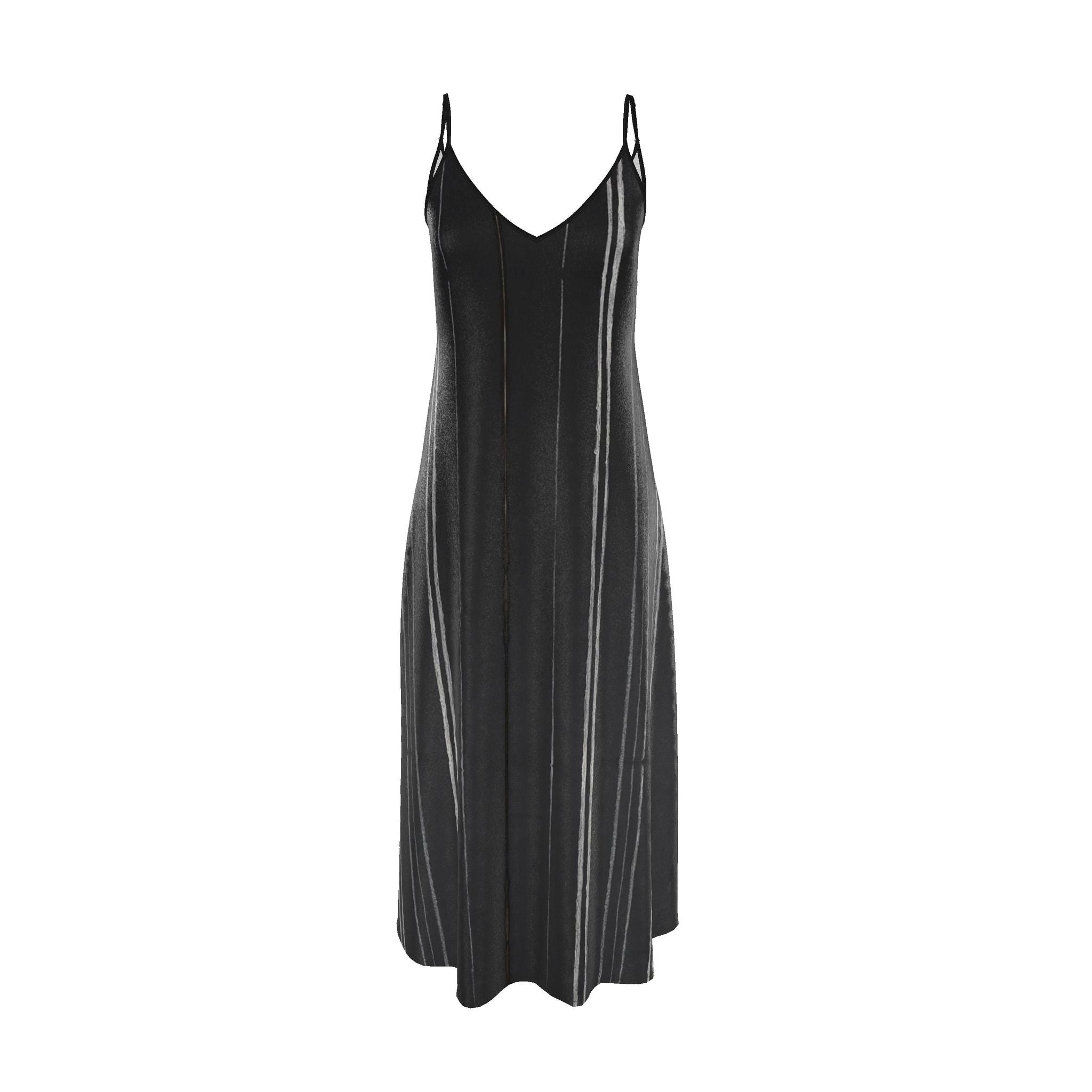 NimiaN White Stripes Pure Silk Maxi Slip Dress
