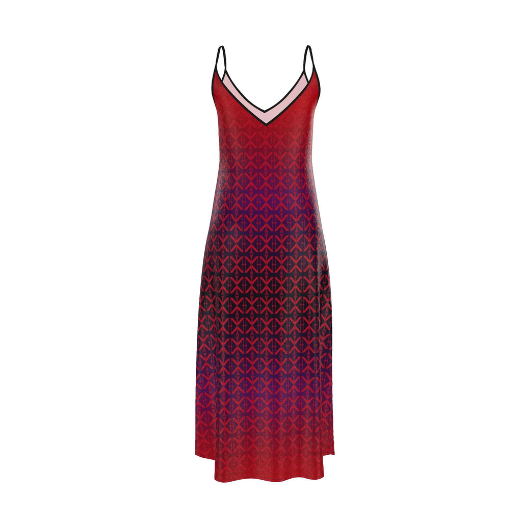 NimiaN Crimson Eclipse Pure Silk Maxi Slip Dress