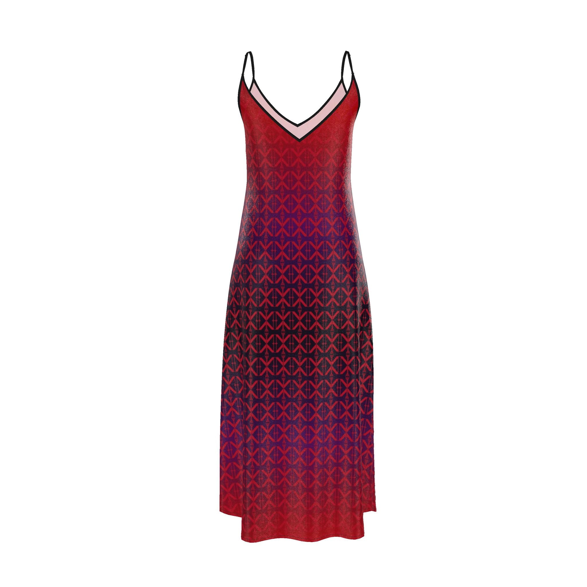 NimiaN Crimson Eclipse Pure Silk Maxi Slip Dress