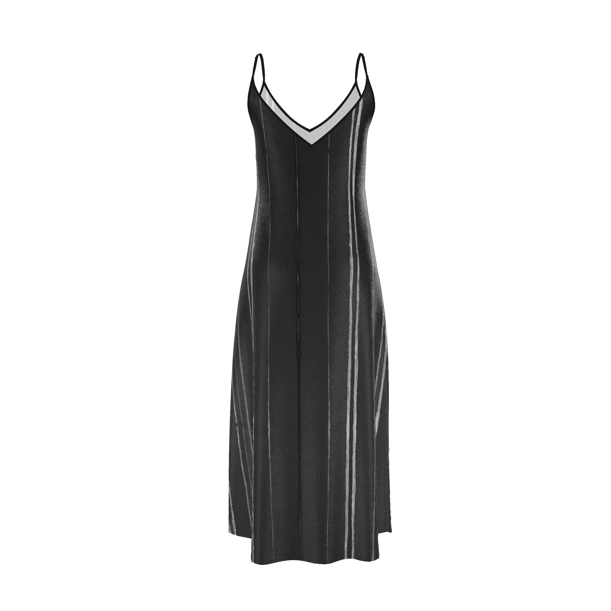 NimiaN White Stripes Pure Silk Maxi Slip Dress
