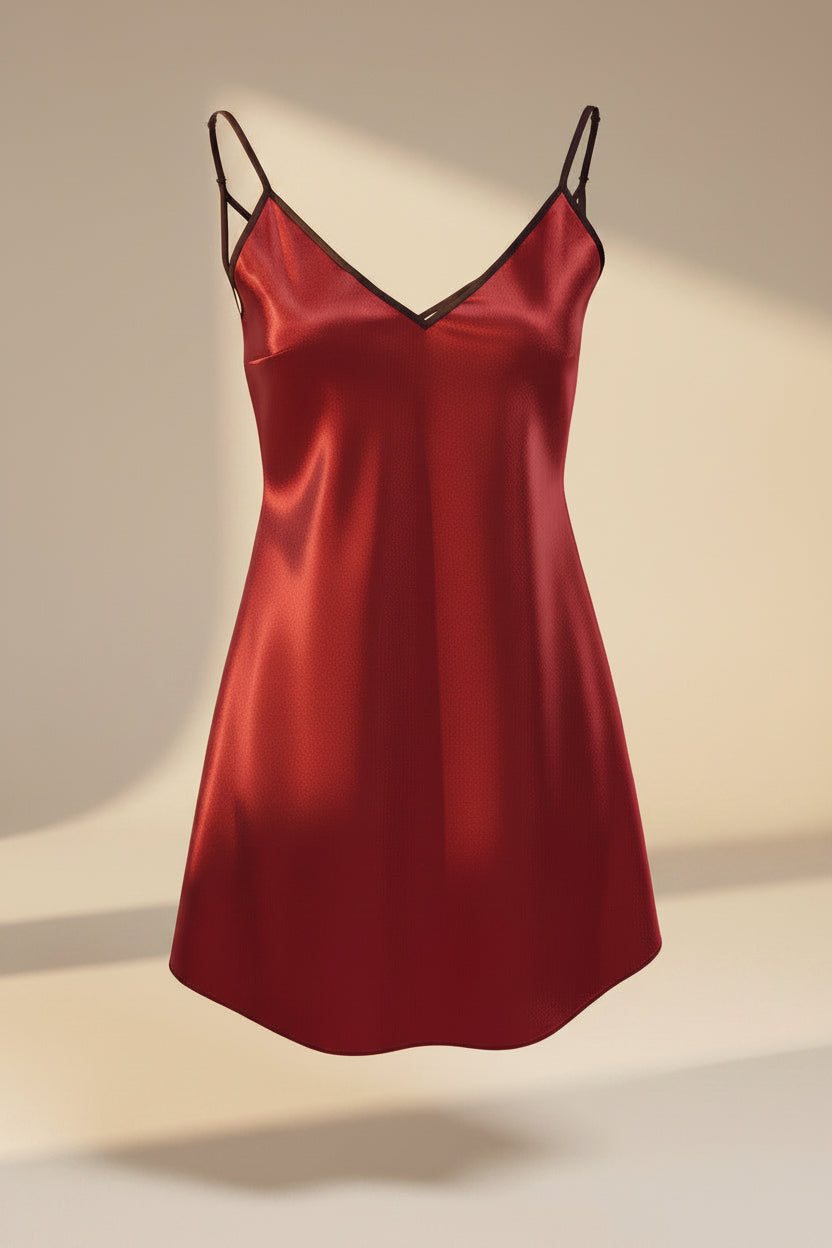 Crimson Veil Mini Slip Dress