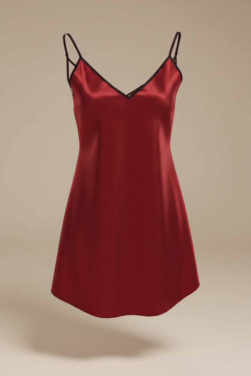 Crimson Veil Mini Slip Dress