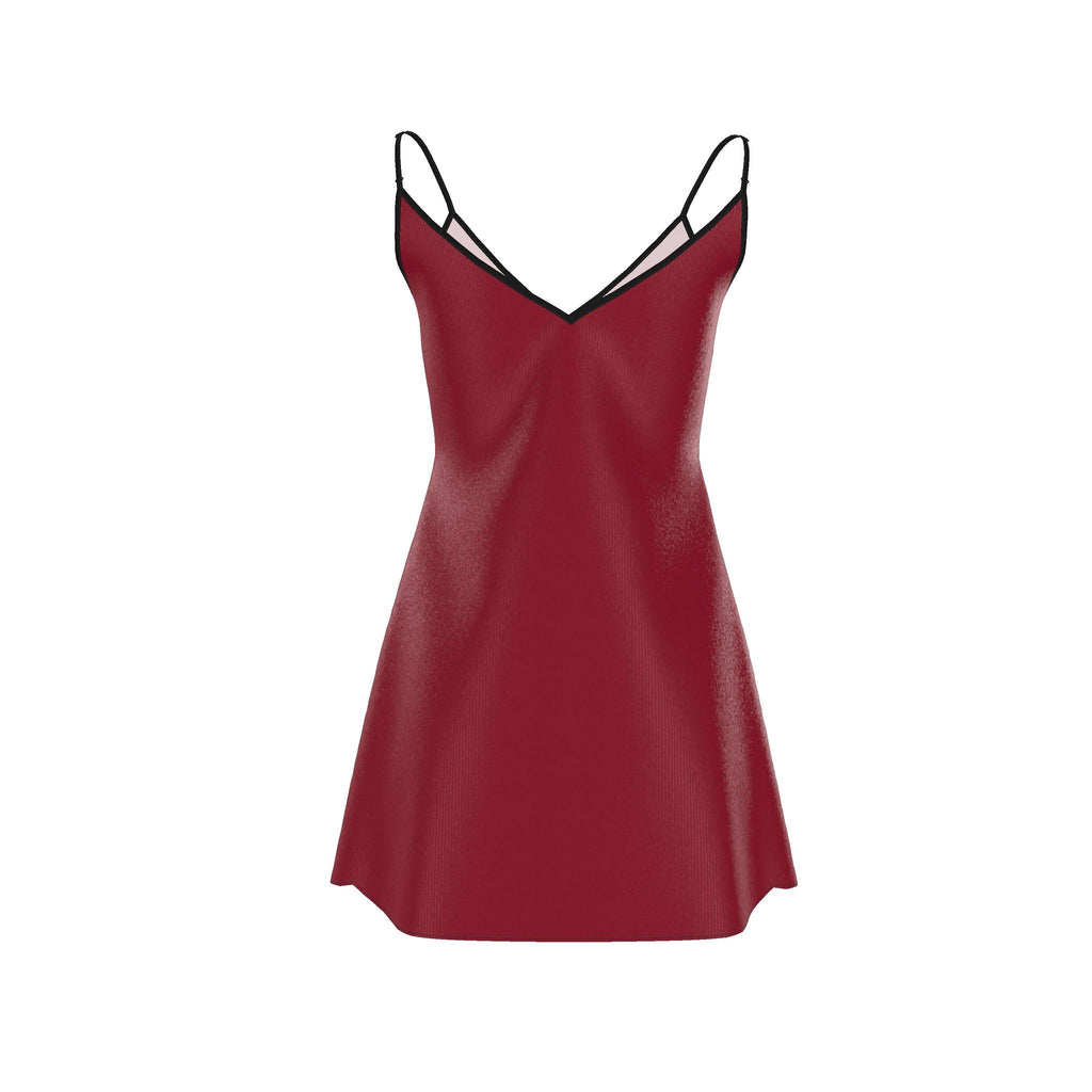 Crimson Veil Mini Slip Dress