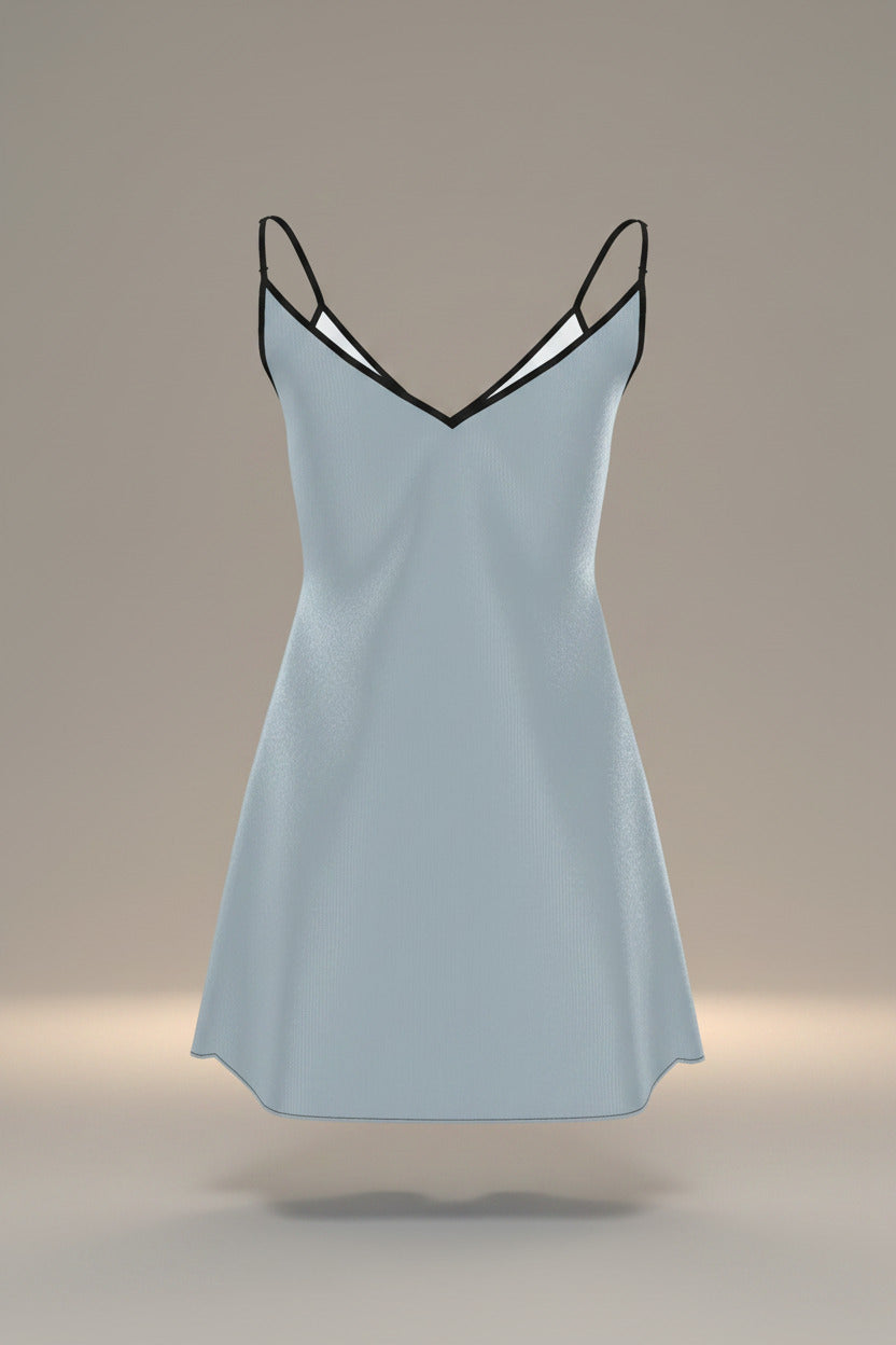 Azure Veil Mini Slip Dress