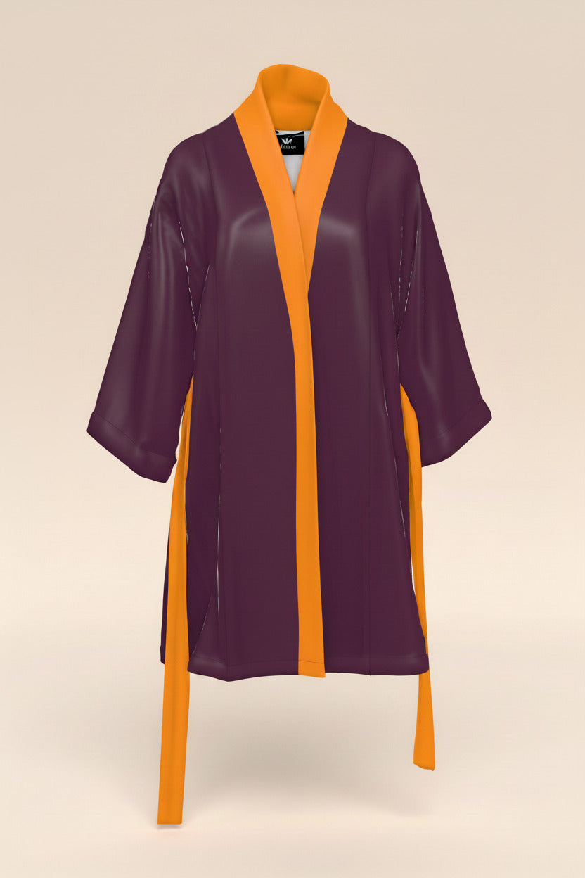 NimiaN Vespera Plum & Amber Belted Robe