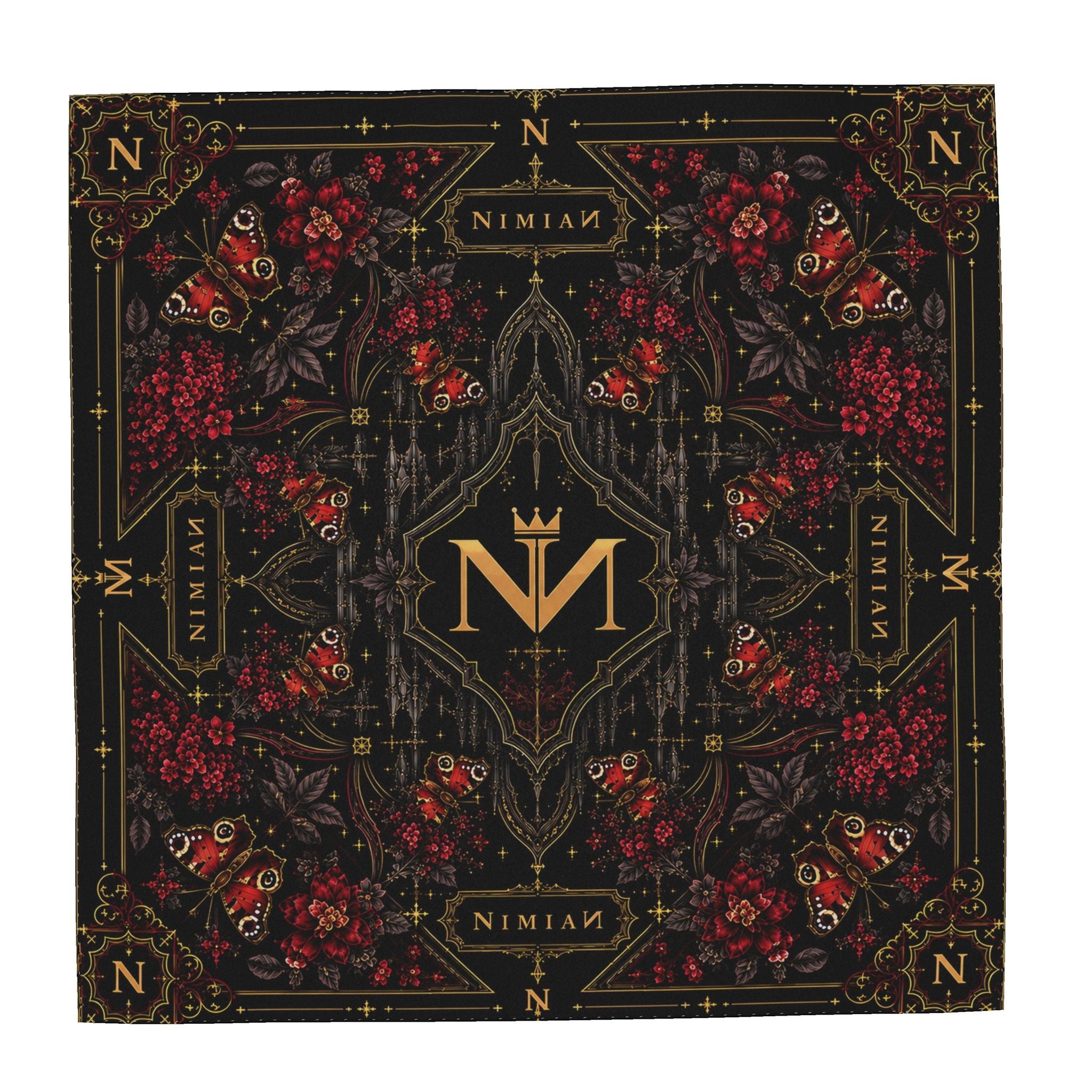 NimiaN Crimson Butterfly Nocturne Silk Scarf