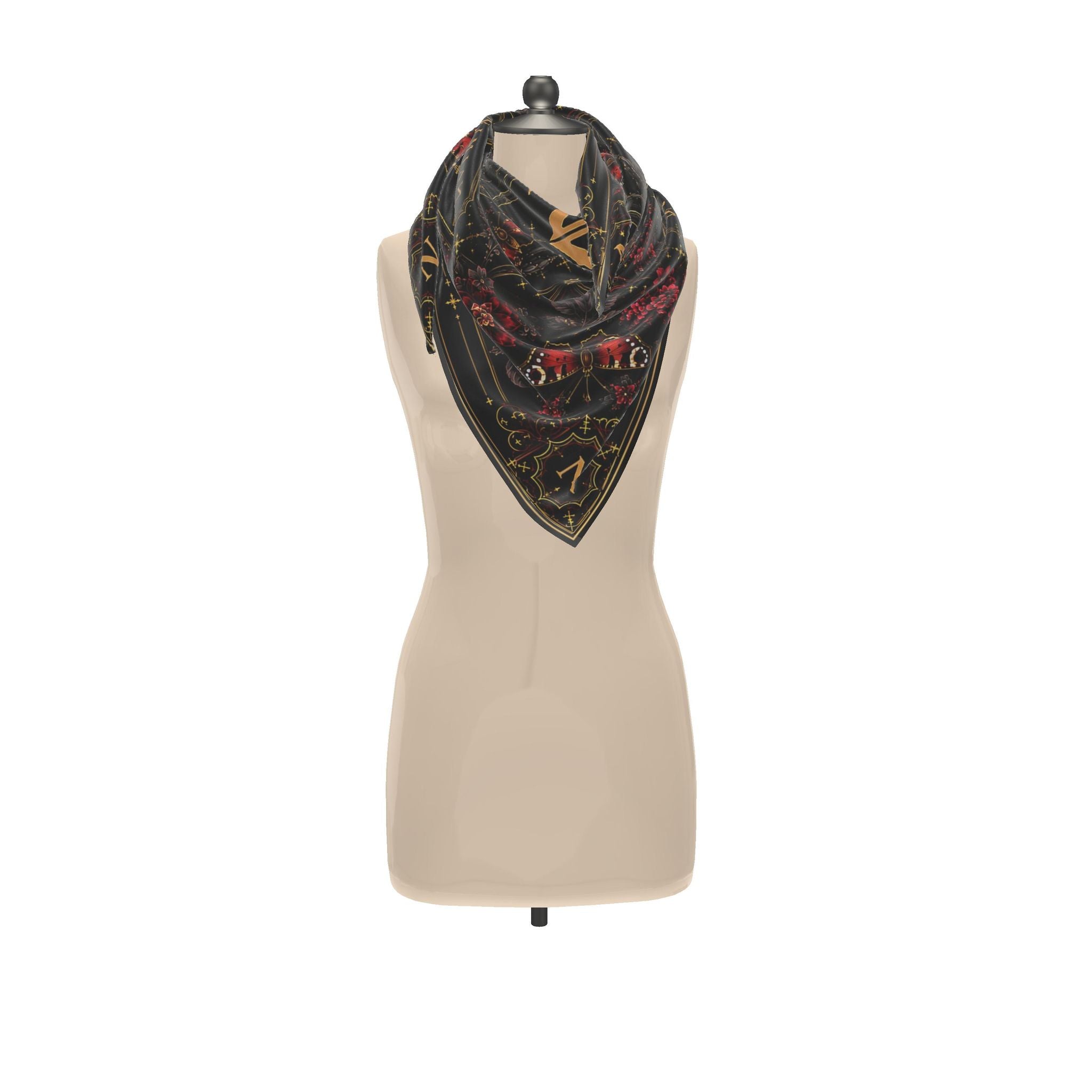NimiaN Crimson Butterfly Nocturne Silk Scarf