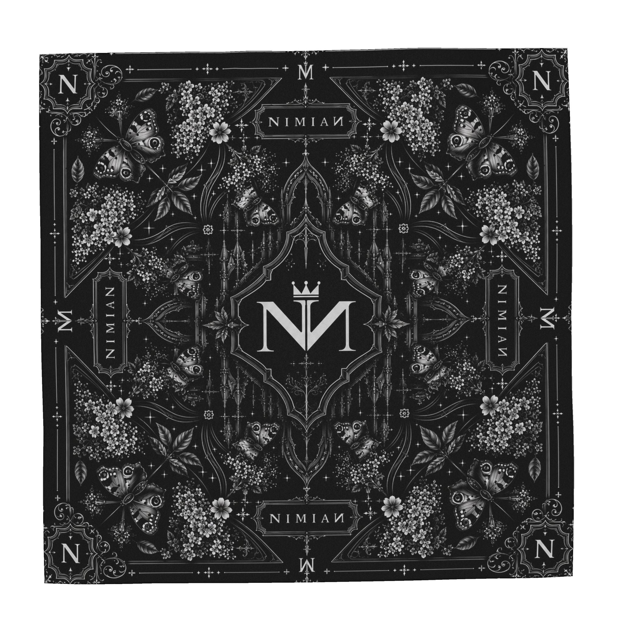 NimiaN Silver Nocturne Butterfly Silk Scarf