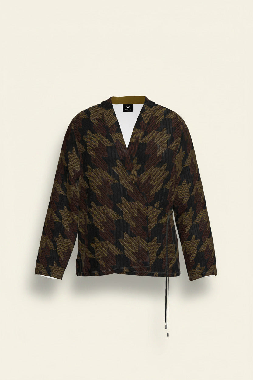 NIMIAN Umbra Terrain Crushed Velour Wrap Blazer
