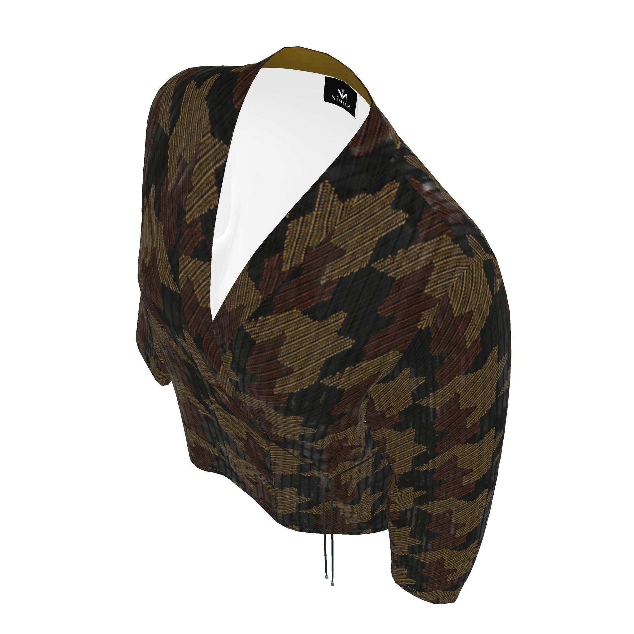 NIMIAN Umbra Terrain Crushed Velour Wrap Blazer