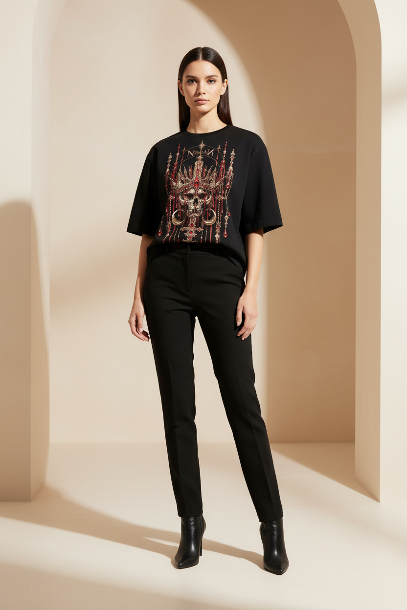 NIMIAN Crimson Relic Skull Oversized T-Shirt