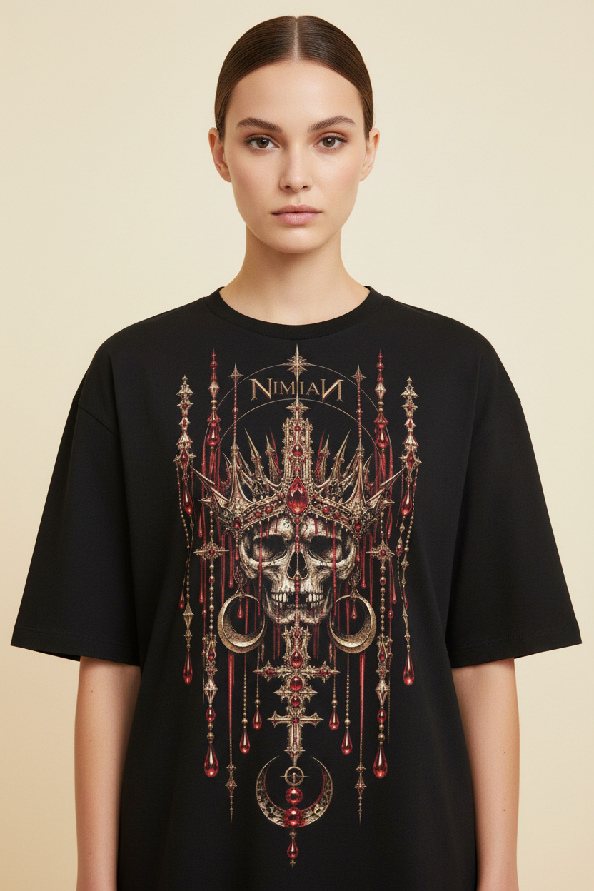 NIMIAN Crimson Relic Skull Oversized T-Shirt