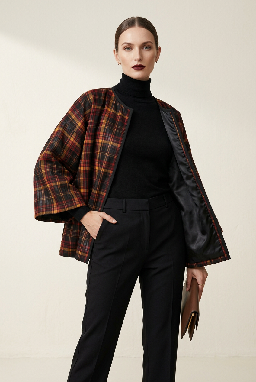 NIMIAN Highland Nocturne Tartan Kimono Jacket