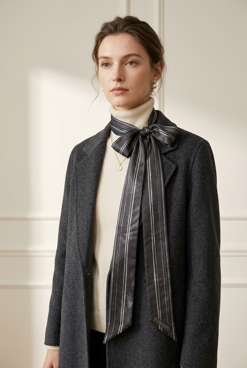 NIMIAN Noctis Pinstripe Silk Hair Scarf