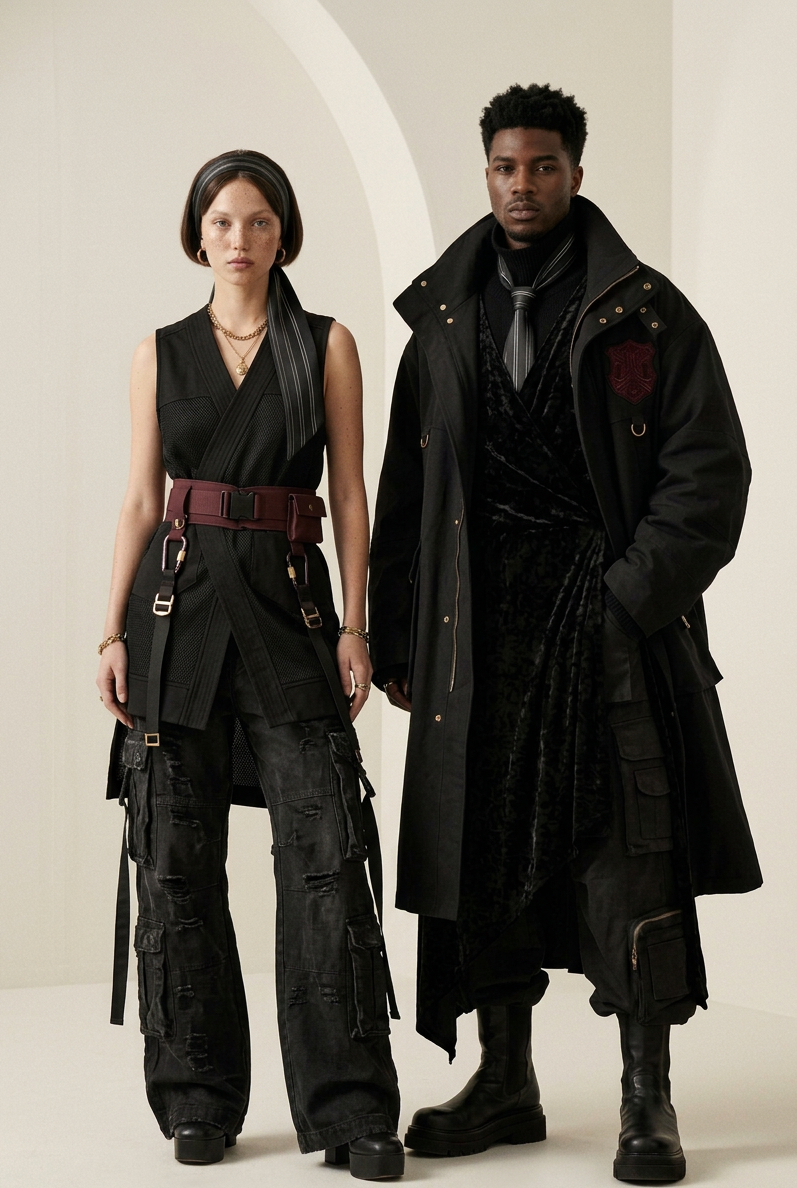 NIMIAN Noctis Pinstripe Silk Hair Scarf
