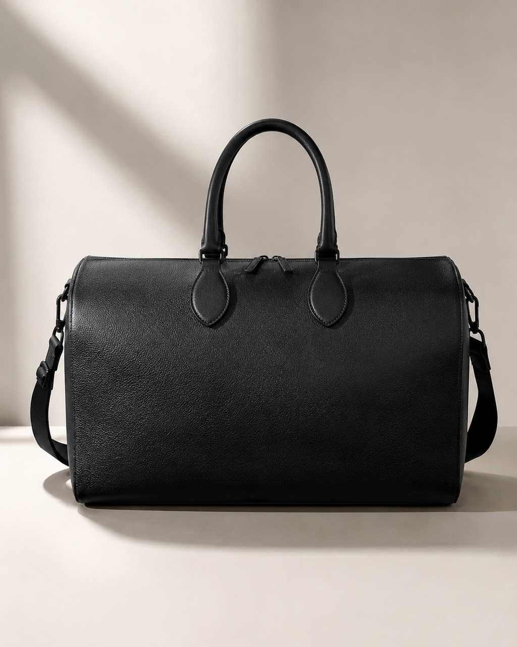 Classic Leather Duffle Bag – Black Edition