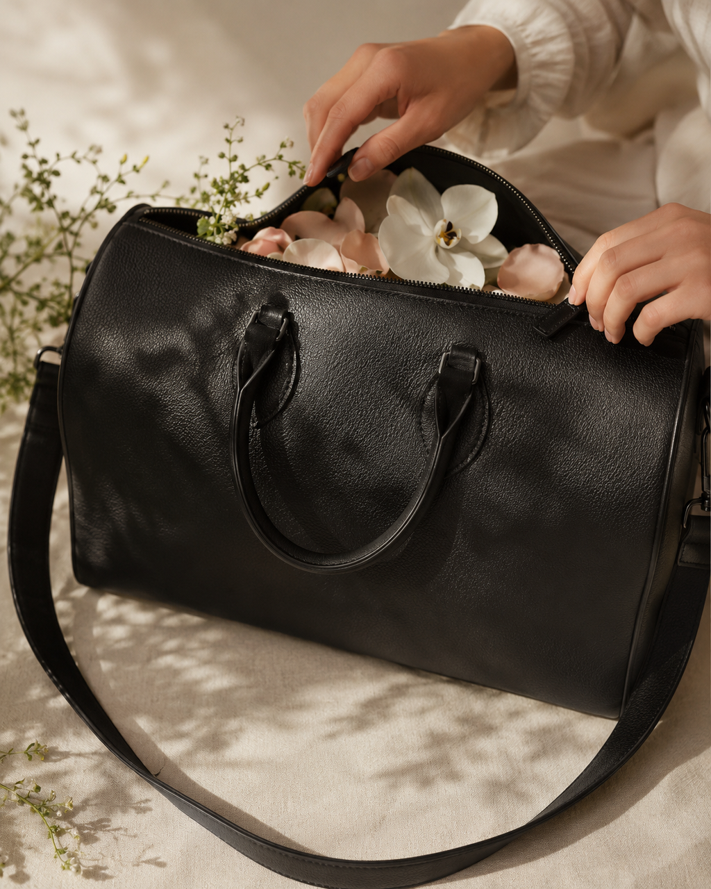 Classic Leather Duffle Bag – Black Edition