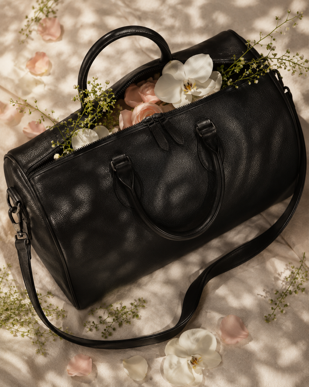 Classic Leather Duffle Bag – Black Edition