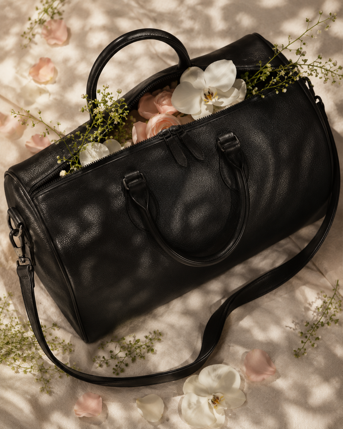 Classic Leather Duffle Bag – Black Edition