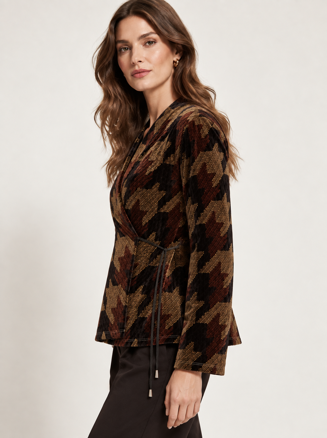 NIMIAN Umbra Terrain Crushed Velour Wrap Blazer
