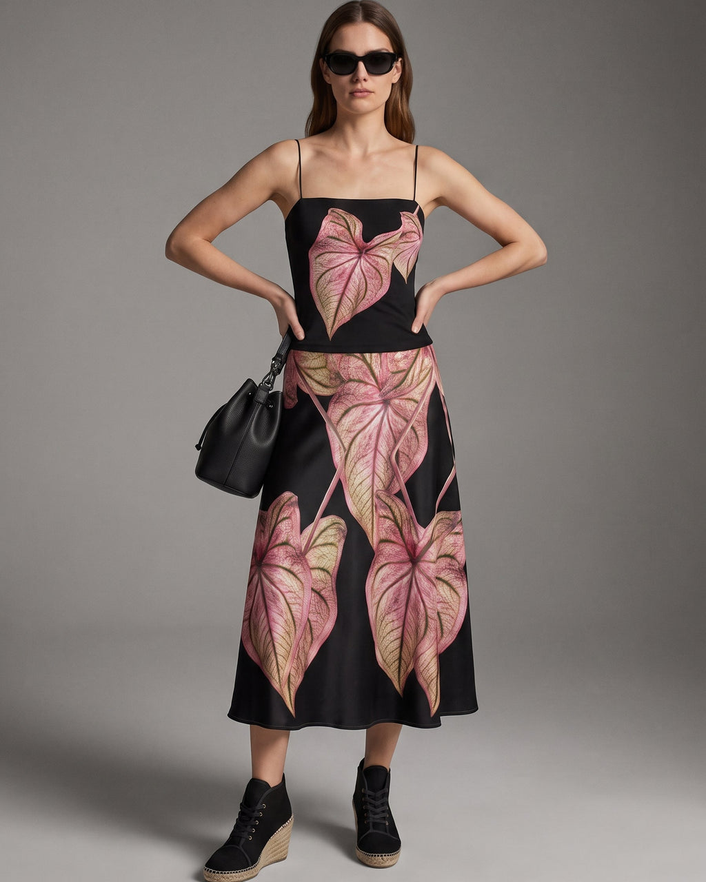Ladies Strappy Top Maxi Caladium Thai Beauty Pattern