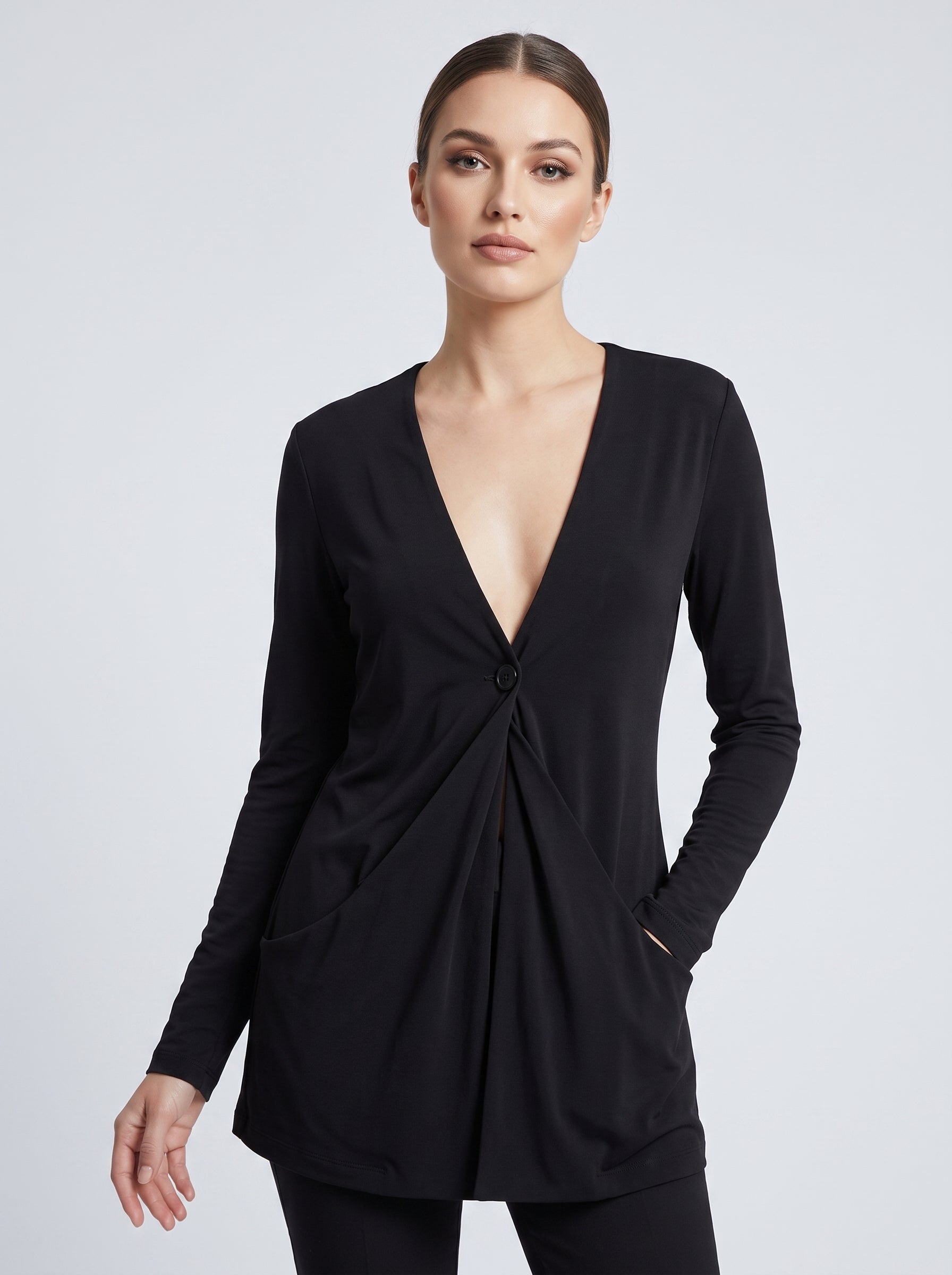 NimiaN Obscura Black Waterfall Cardigan with Pockets