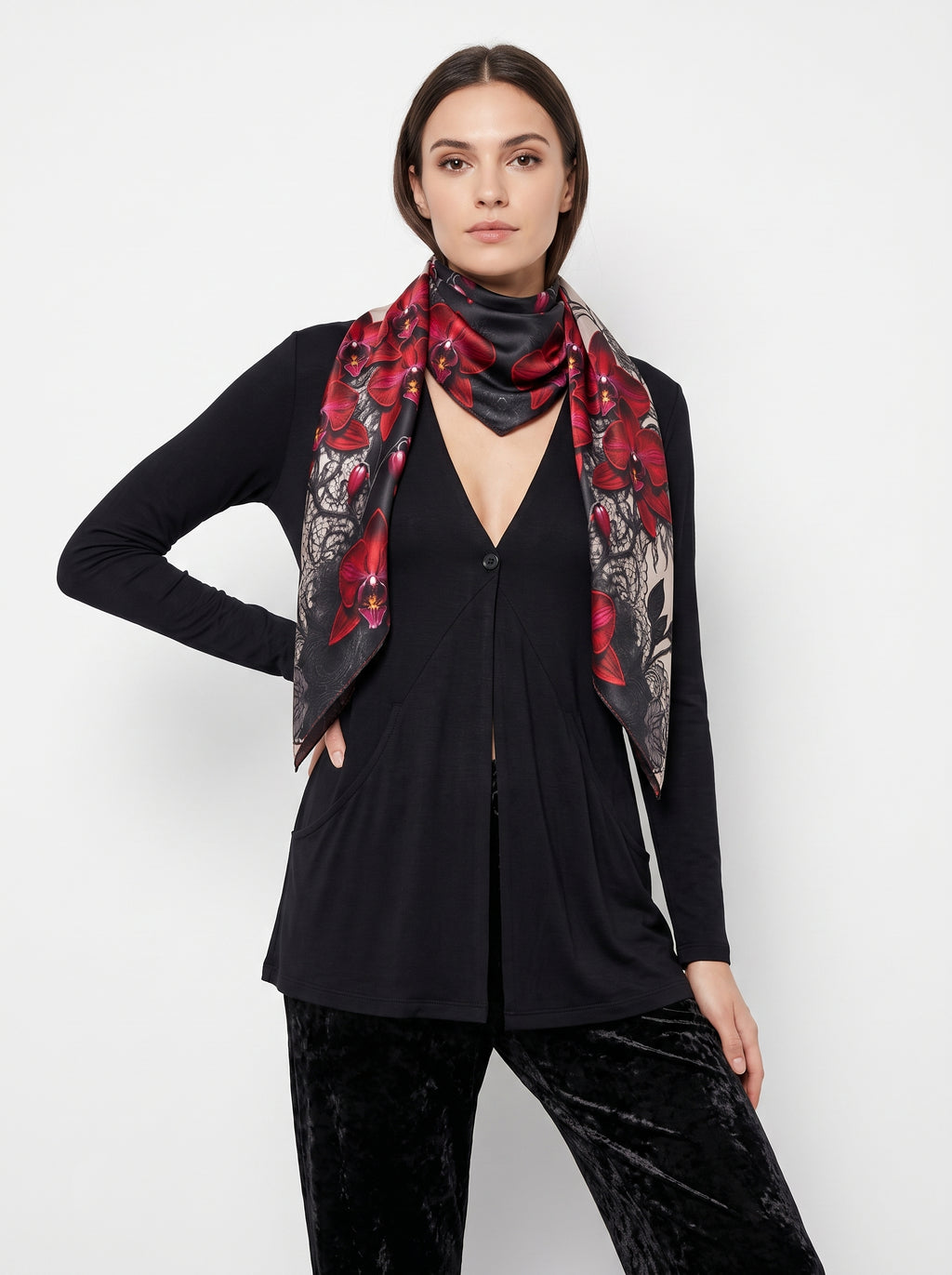 NimiaN Obscura Black Waterfall Cardigan with Pockets
