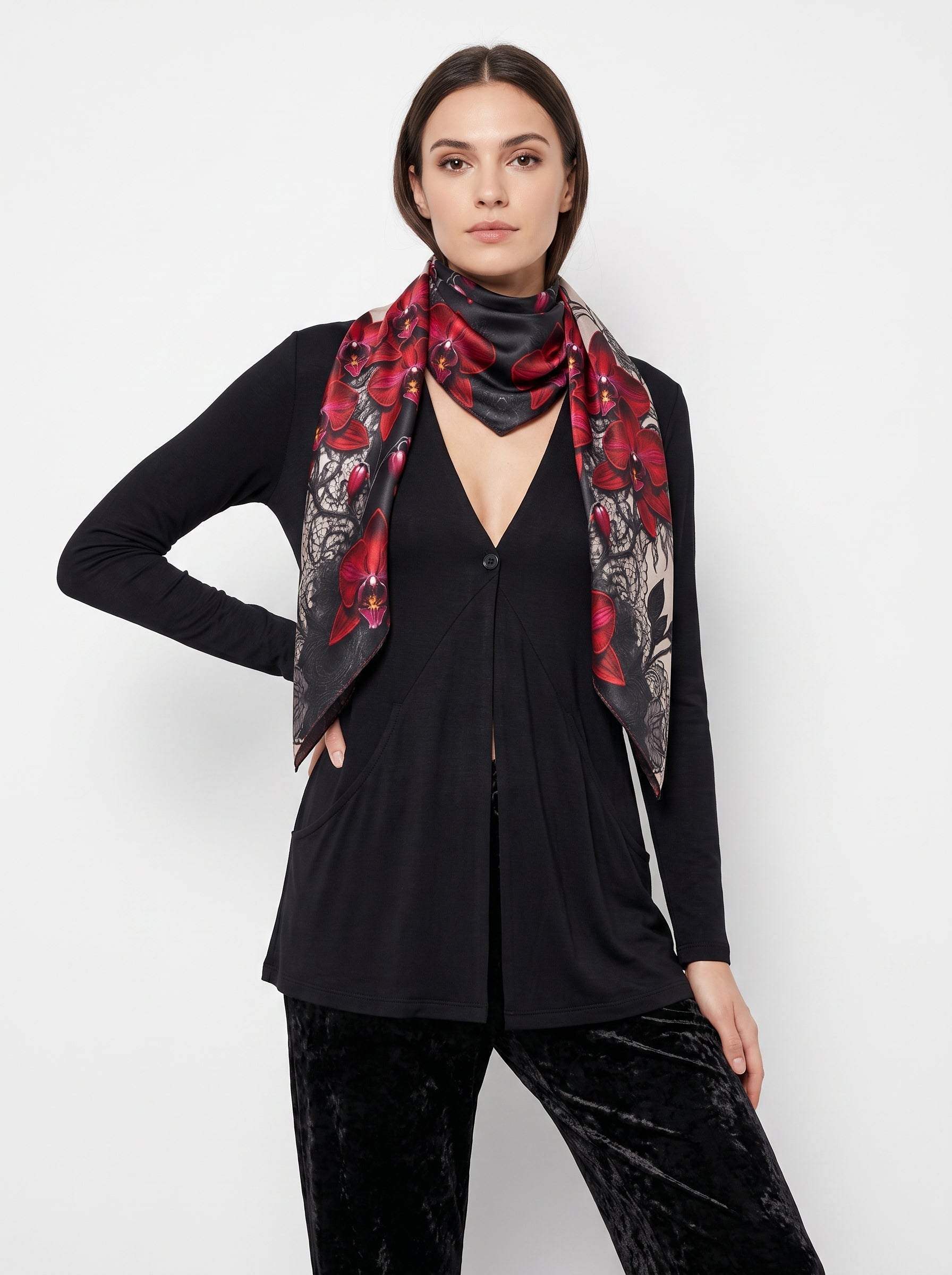 NimiaN Obscura Black Waterfall Cardigan with Pockets