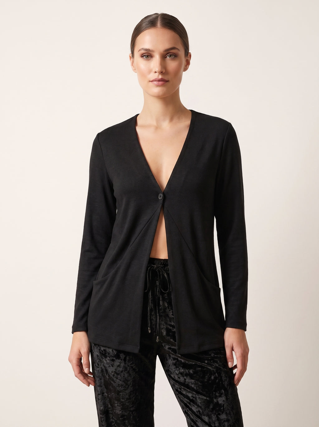 NimiaN Obscura Black Waterfall Cardigan with Pockets