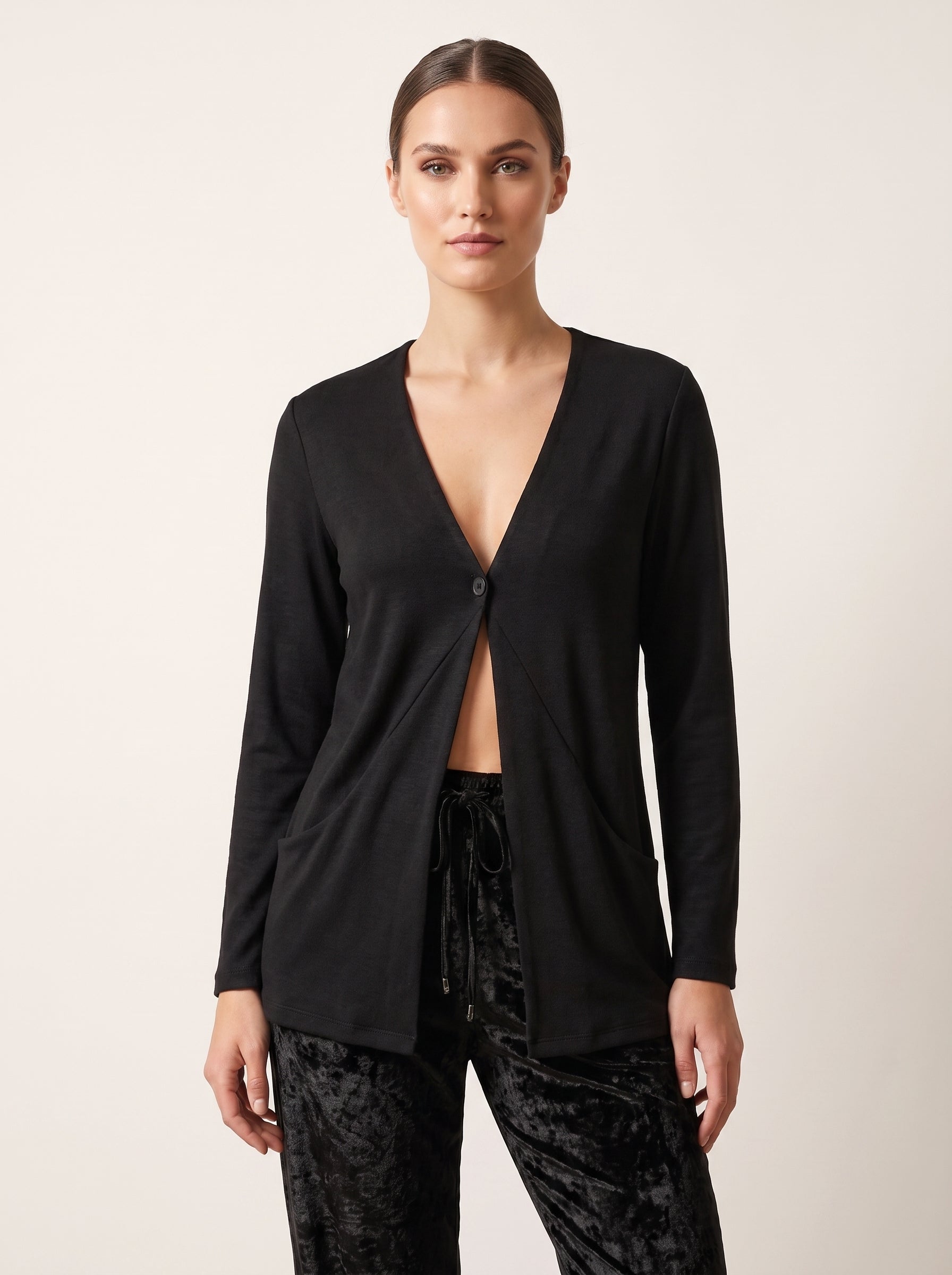 NimiaN Obscura Black Waterfall Cardigan with Pockets