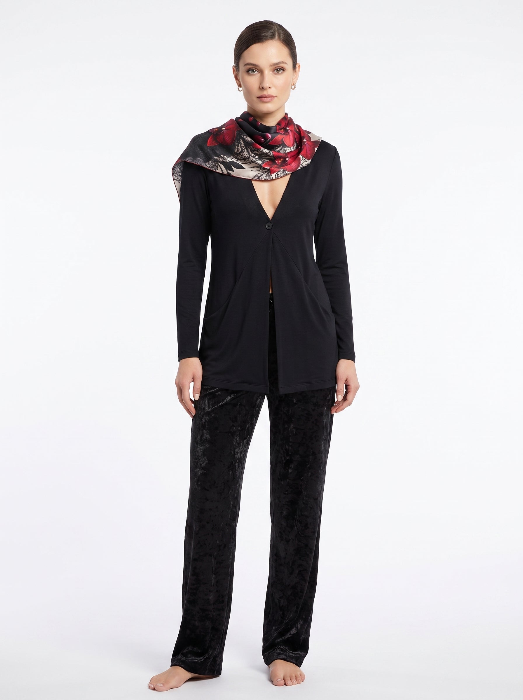 NimiaN Obscura Black Waterfall Cardigan with Pockets