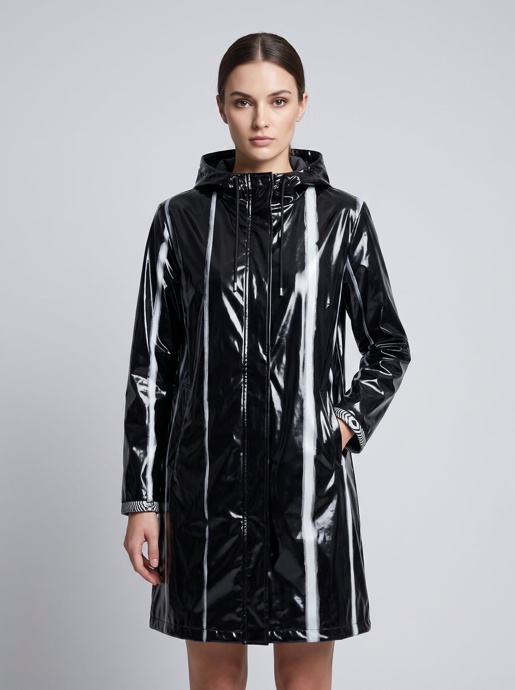 The White Stripes Womens Hooded Rain Mac