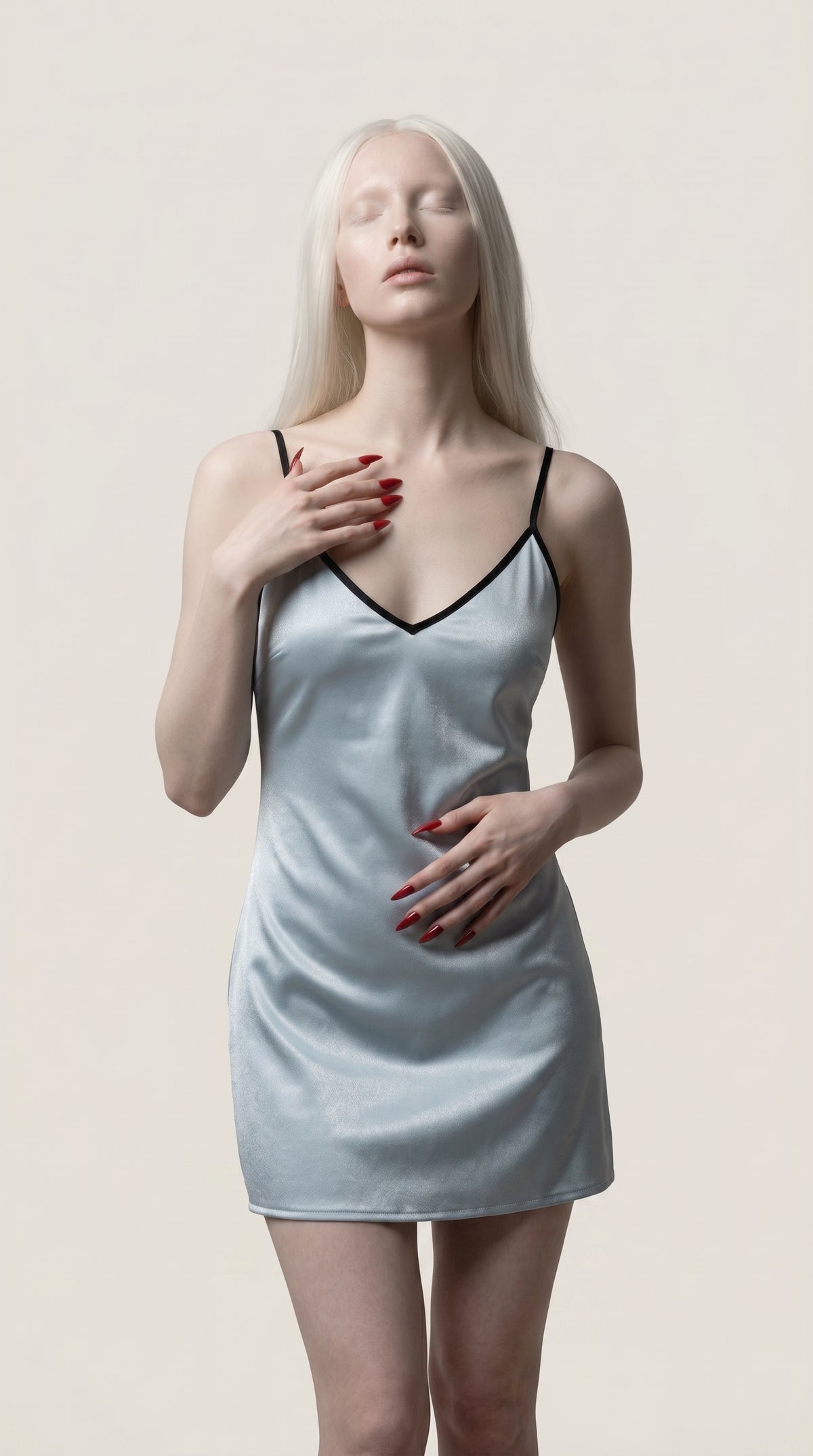Azure Veil Mini Slip Dress