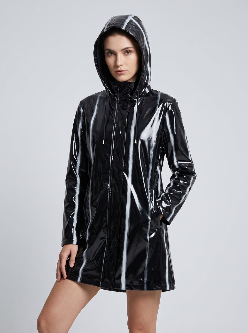 The White Stripes Womens Hooded Rain Mac