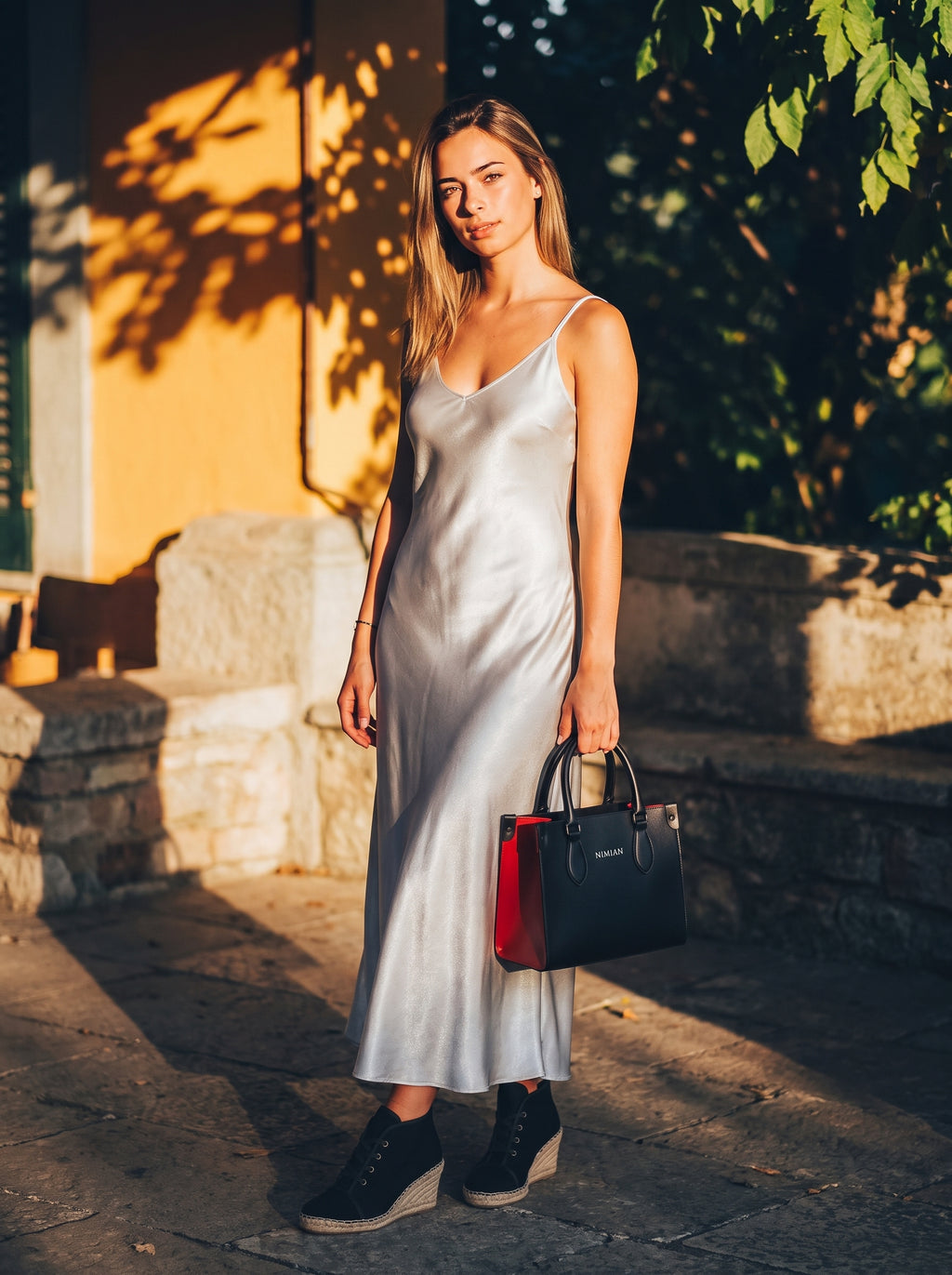 NimiaN Pearl Veil Pure Silk Maxi Slip Dress