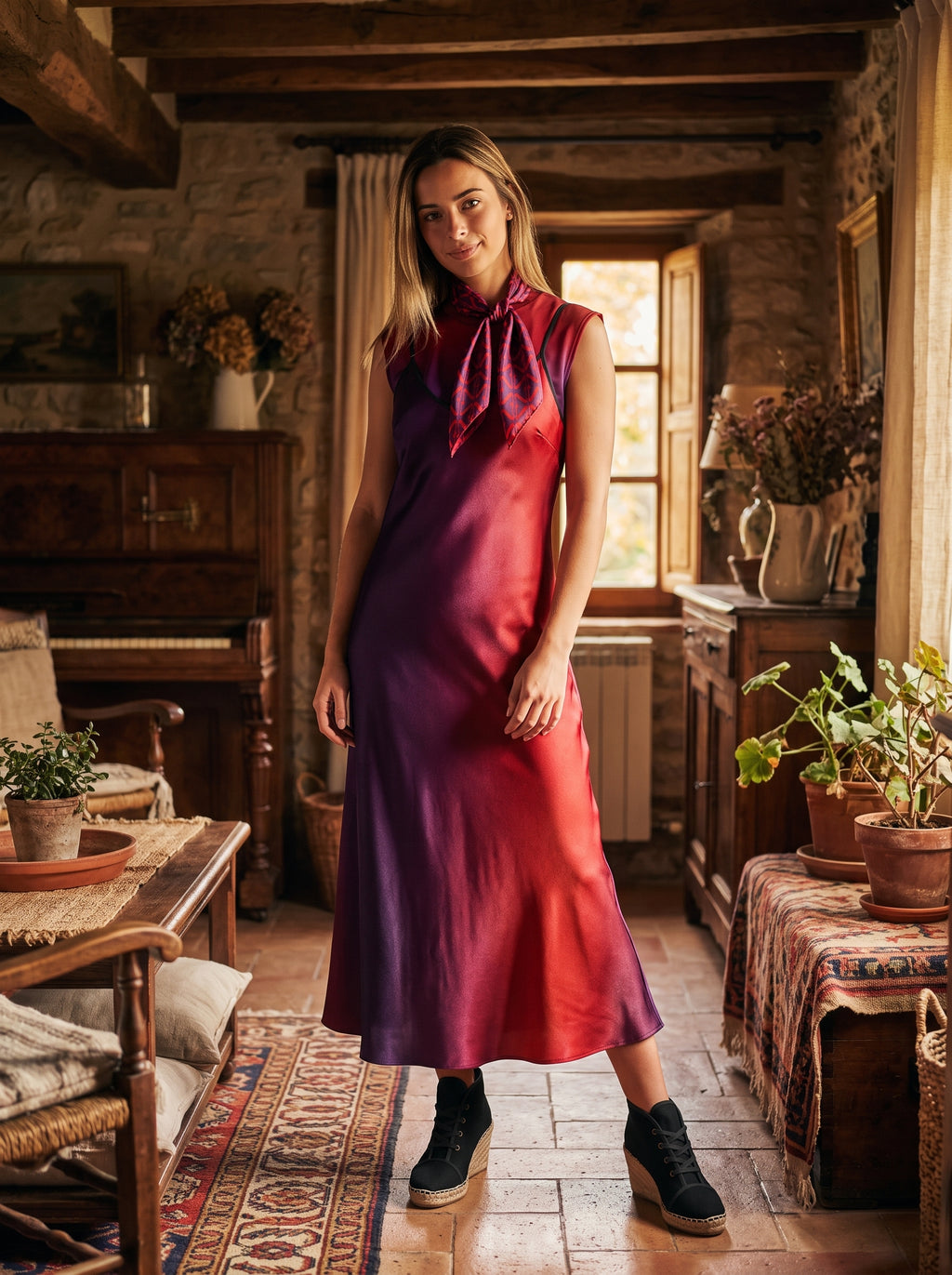 NimiaN Seraphine Pure Silk Maxi Slip Dress