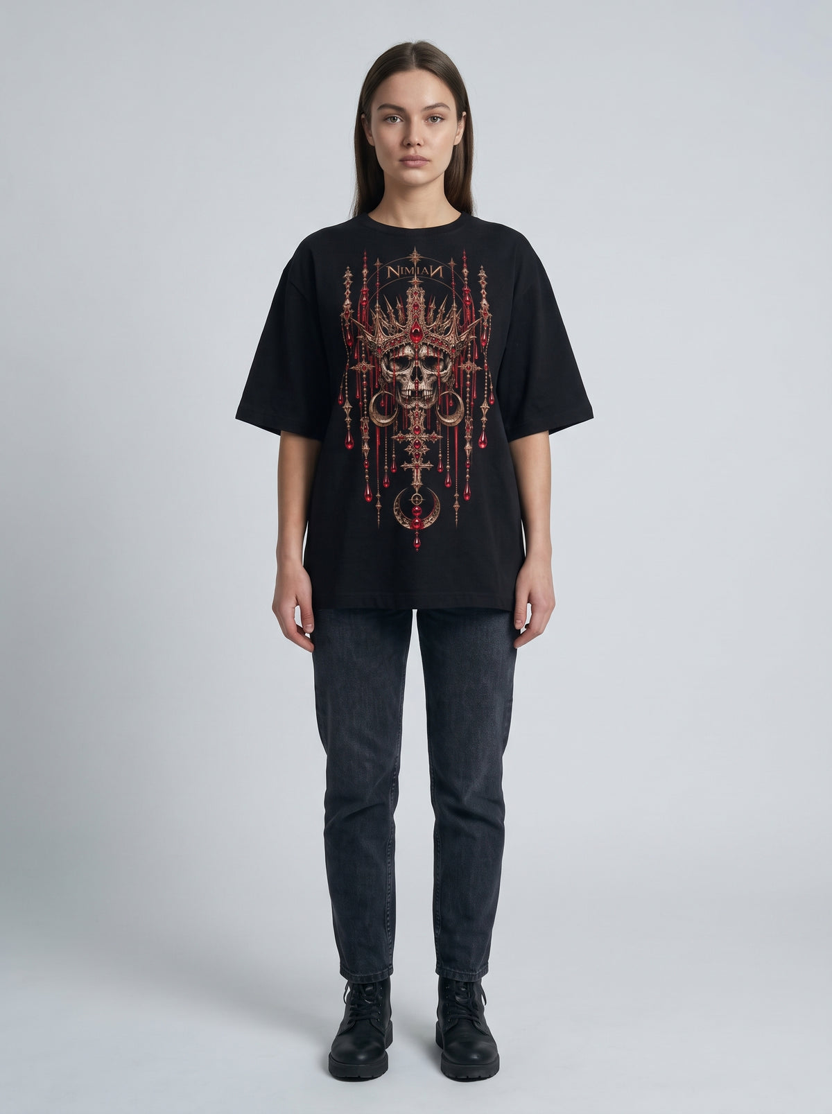 NIMIAN Crimson Relic Skull Oversized T-Shirt