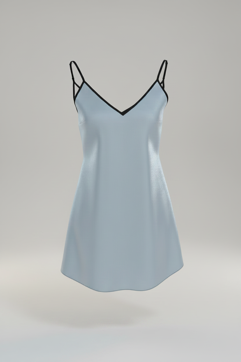 Azure Veil Mini Slip Dress