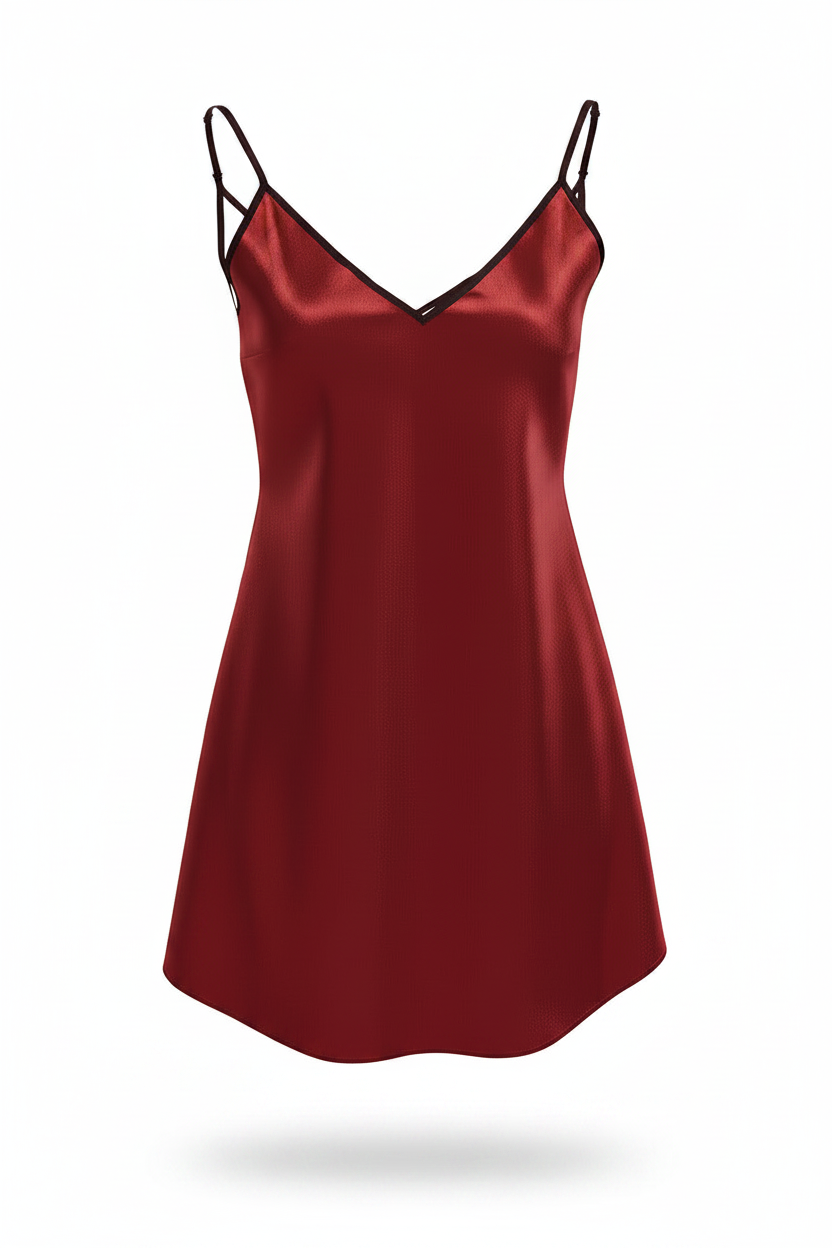 Crimson Veil Mini Slip Dress