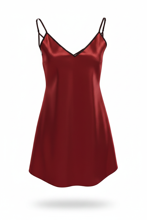 Crimson Veil Mini Slip Dress